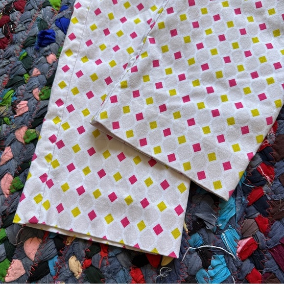 Krazy Larry Pink & Lime Diamond Pattern Pull-On Ankle Pants Women’s Size 10 Golf - Picture 9 of 14